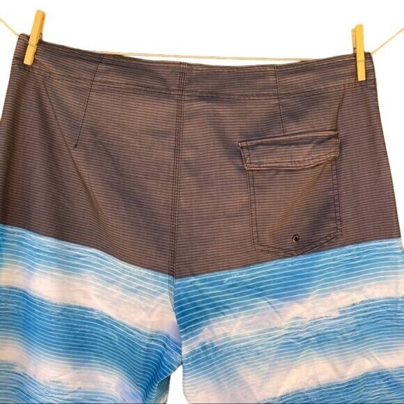 Hang Ten Board Blue Water White Grey Swim Trunks Shorts Size 38 - Picture 9 of 15